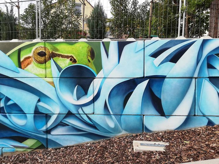 Graffiti-Mauer mit Frosch