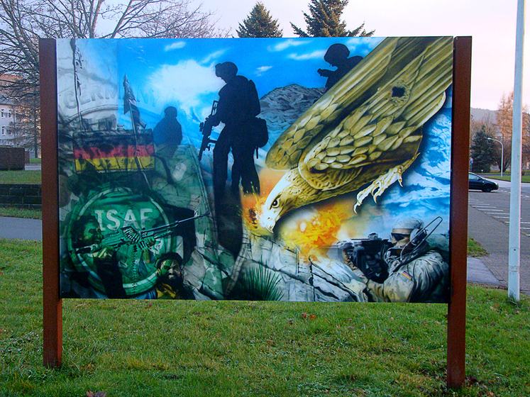 „Afghanistan“ – Auftragsarbeit für die Bundeswehr, Standort Merzig, Airbrush auf Alu-Dibond