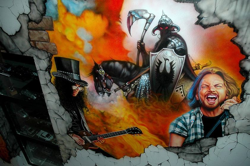 Rockmusiker und Sensenmann