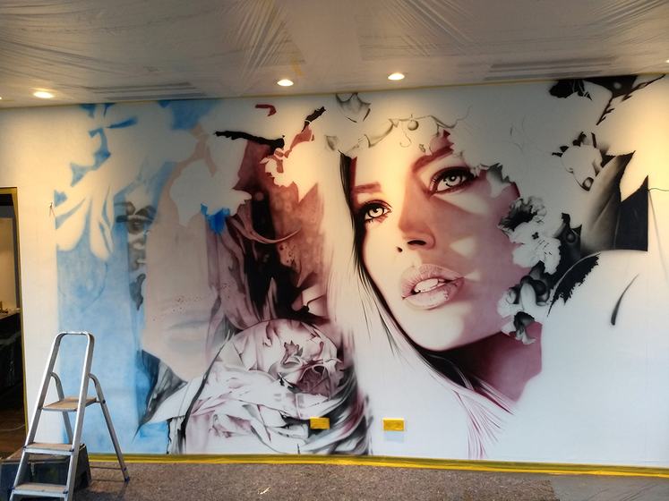 Restaurant-Wand in Arbeit
