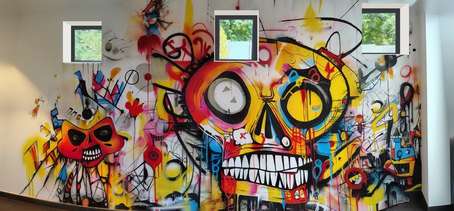 Graffiti-Küche in Frankenholz, 2026: Gesamtansicht