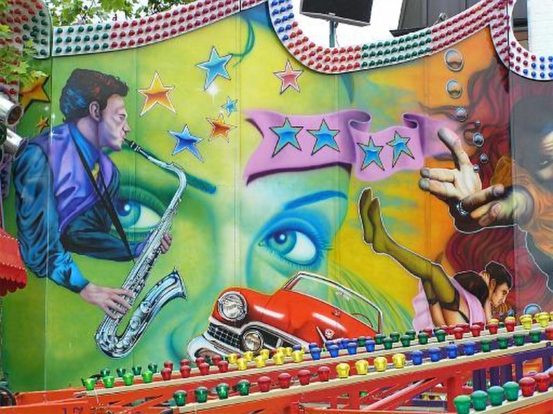 Saxophonist und Gesicht – Detail