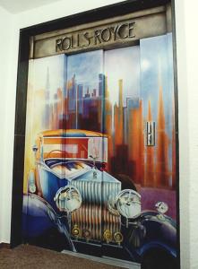 Airbrush auf Aufzugstür, Saarland