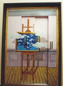 Airbrush auf Aufzugstür, Saarland