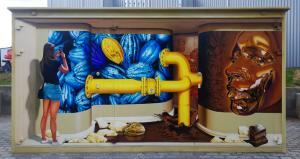 Airbrush auf Metallfassade