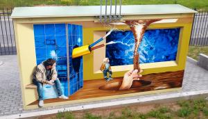 Airbrush auf Metallfassade